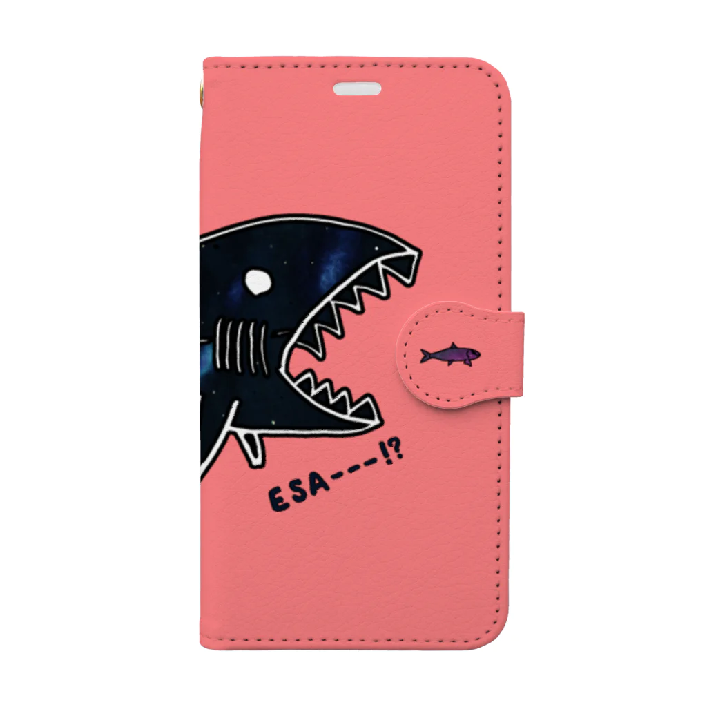 ユウレイのサメとイワシ(ピンク) Book-Style Smartphone Case