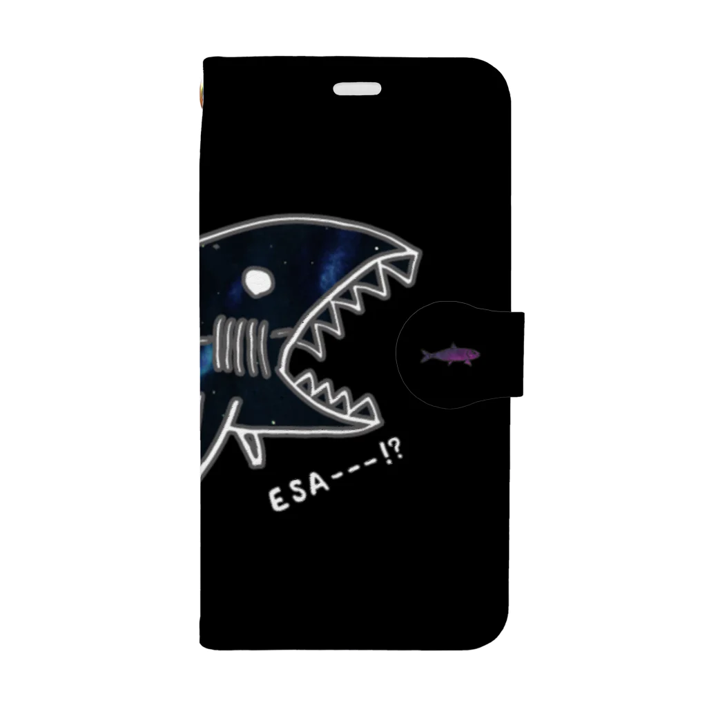 ユウレイのサメとイワシ(ブラック) Book-Style Smartphone Case