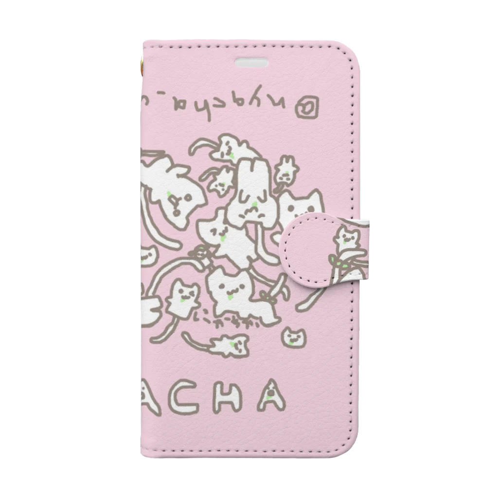 NYACHA&BOOCHAのにゃーちゃのヘッダー(ピンク) Book-Style Smartphone Case