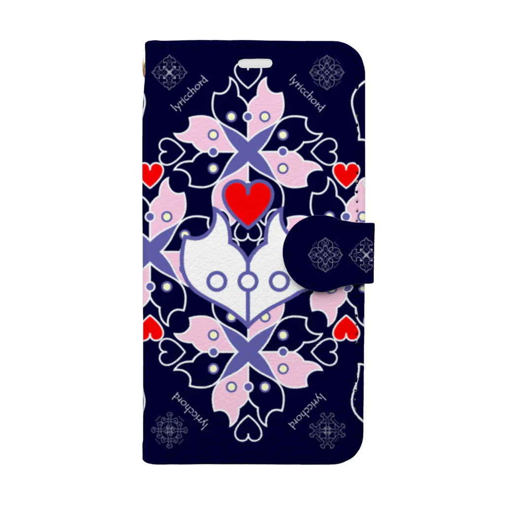 ERIKOERIN ART SHOPの浪漫花-ROMANKA-／ネイビー Book-Style Smartphone Case