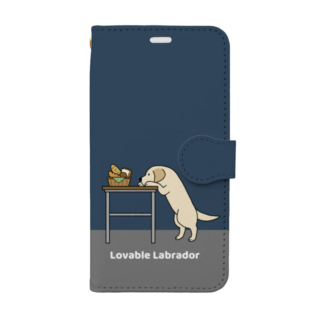 efrinmanのlabradorイエロー（ネイビー） Book-Style Smartphone Case