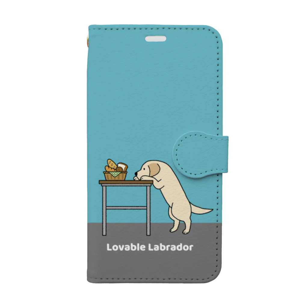 efrinmanのlabradorイエロー（ブルー） Book-Style Smartphone Case