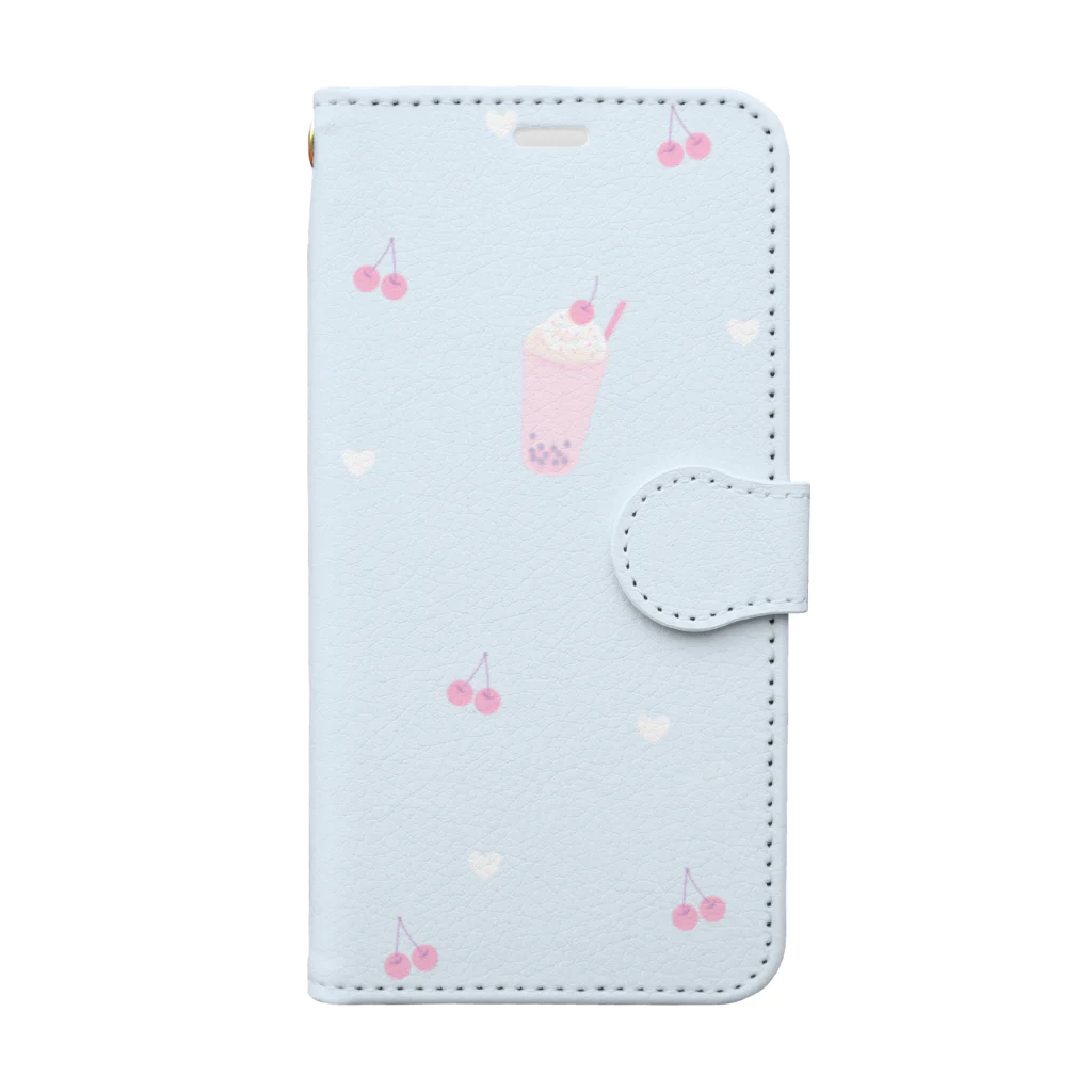 kuroki  miyaのゆめかわタピオカ 水色 Book-Style Smartphone Case