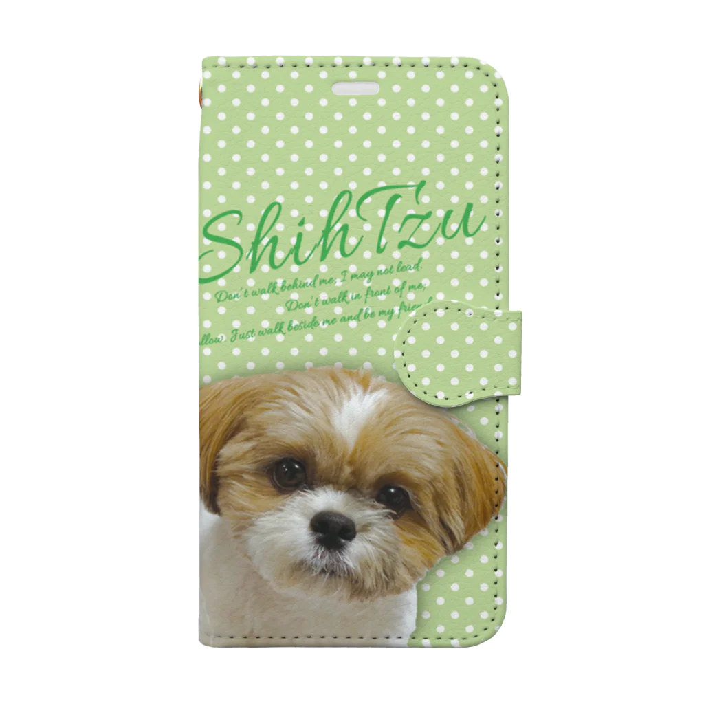 ぽんずのLovelyシーズー犬グッズのシーズー親子のスマホカバー メロン Book-Style Smartphone Case