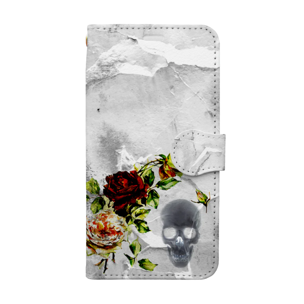 Nocturneのスカル/ドクロ（薔薇と蝶） Book-Style Smartphone Case