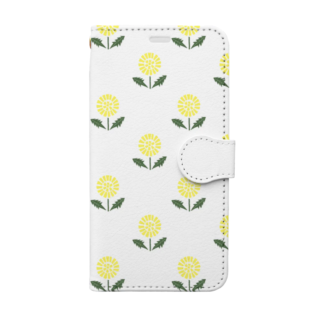 sonoteniの北欧　花柄　タンポポ　2 ホワイト ＃105 Book-Style Smartphone Case