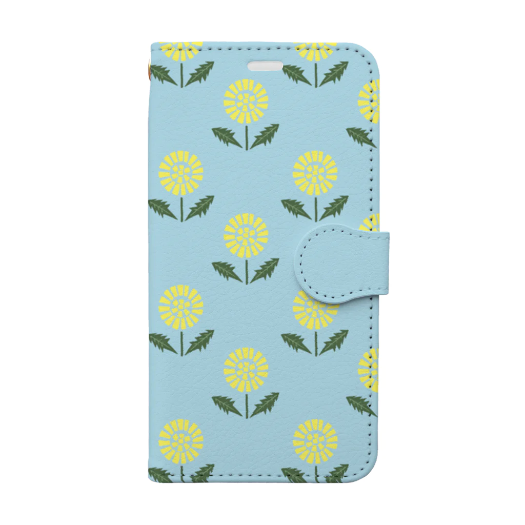 sonoteniの北欧　花柄　タンポポ　3 パステルブルー  #106 Book-Style Smartphone Case