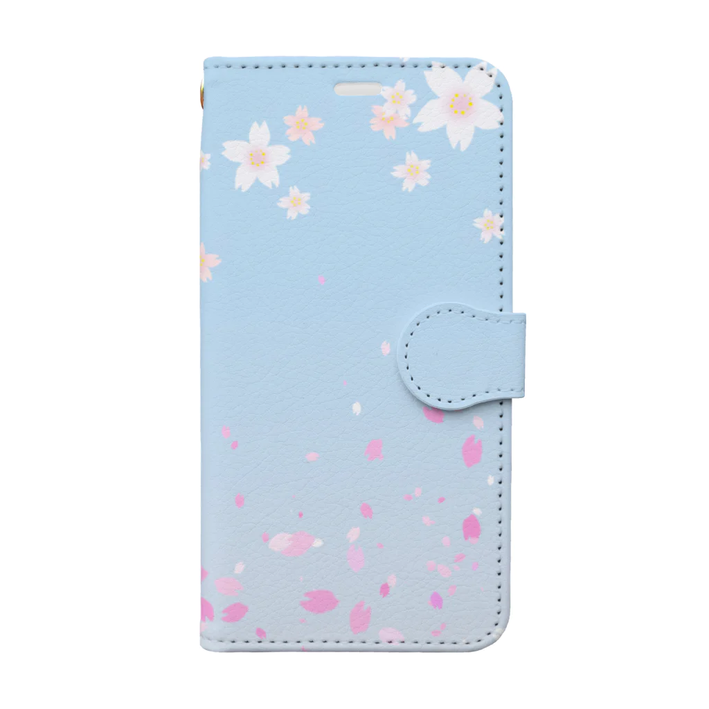 sonoteniの花柄　桜 2-2　ブルー　#109 Book-Style Smartphone Case