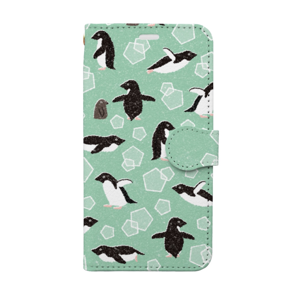 123izmのペンギン（緑） Book-Style Smartphone Case