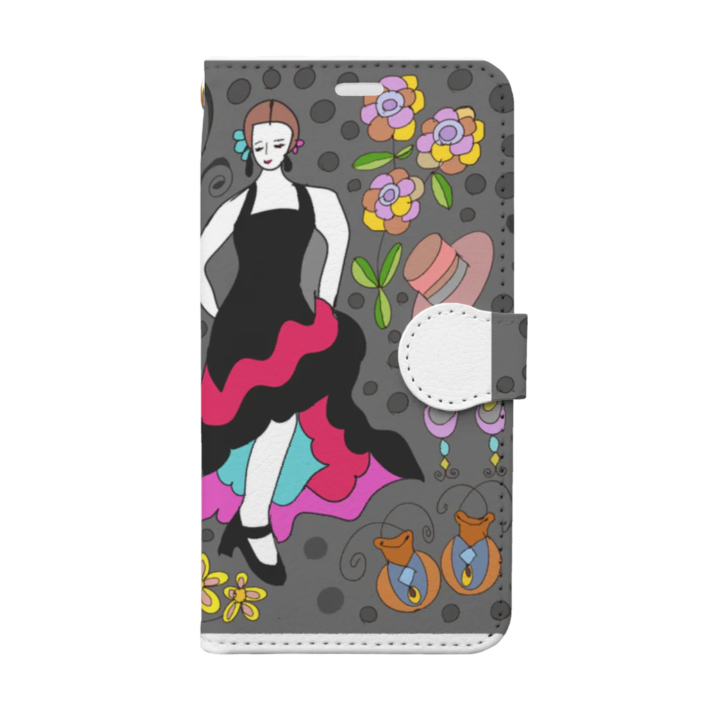 Flamenco Verano Tiendaのフラメンコベラーノ　踊り子二人 Book-Style Smartphone Case