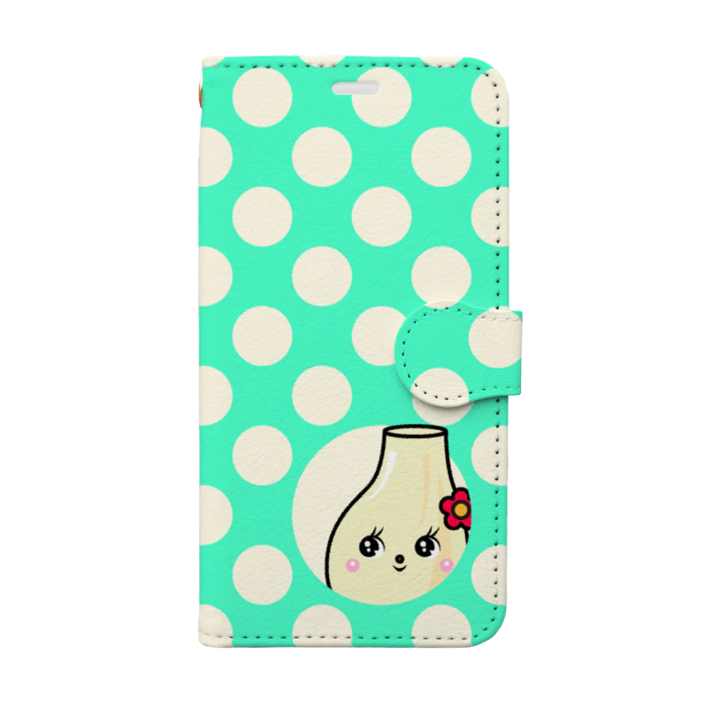 とりこおみやげ店の【非公式】鳥取砂丘グッズ_004_名物・らっきょう（レトロキャラ） Book-Style Smartphone Case