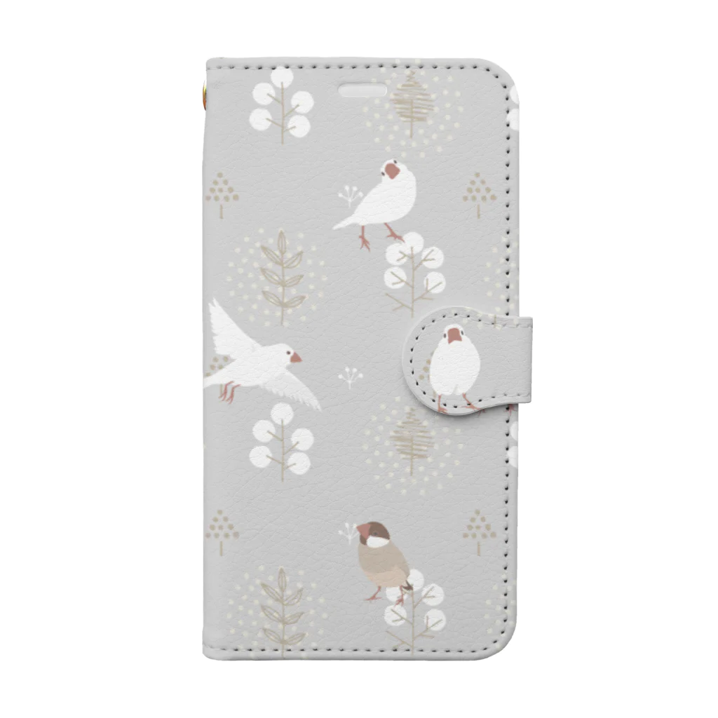 文鳥株式☆会社の文鳥さん　グレー Book-Style Smartphone Case