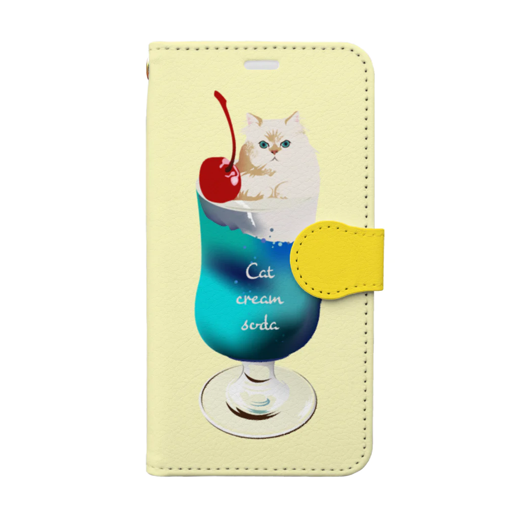 monetのCat cream soda ! Book-Style Smartphone Case