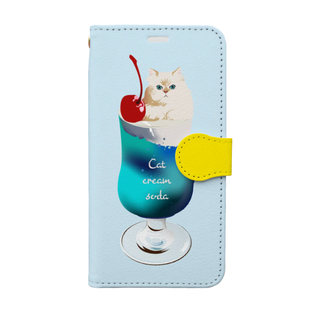 monetのCat cream soda ! Book-Style Smartphone Case