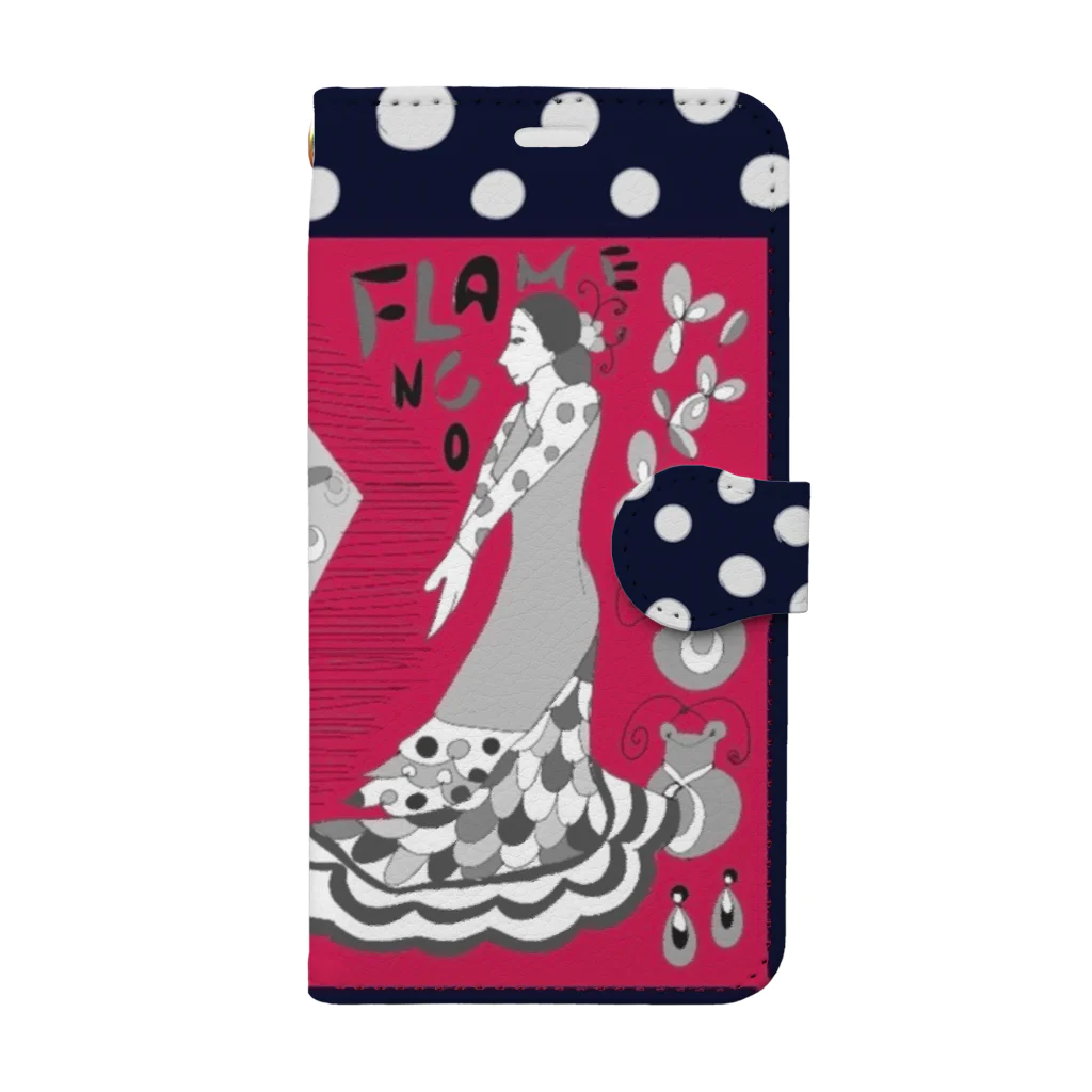 Flamenco Verano Tiendaのフラメンコ　ベラーノ　踊り手2人＋水玉柄 Book-Style Smartphone Case