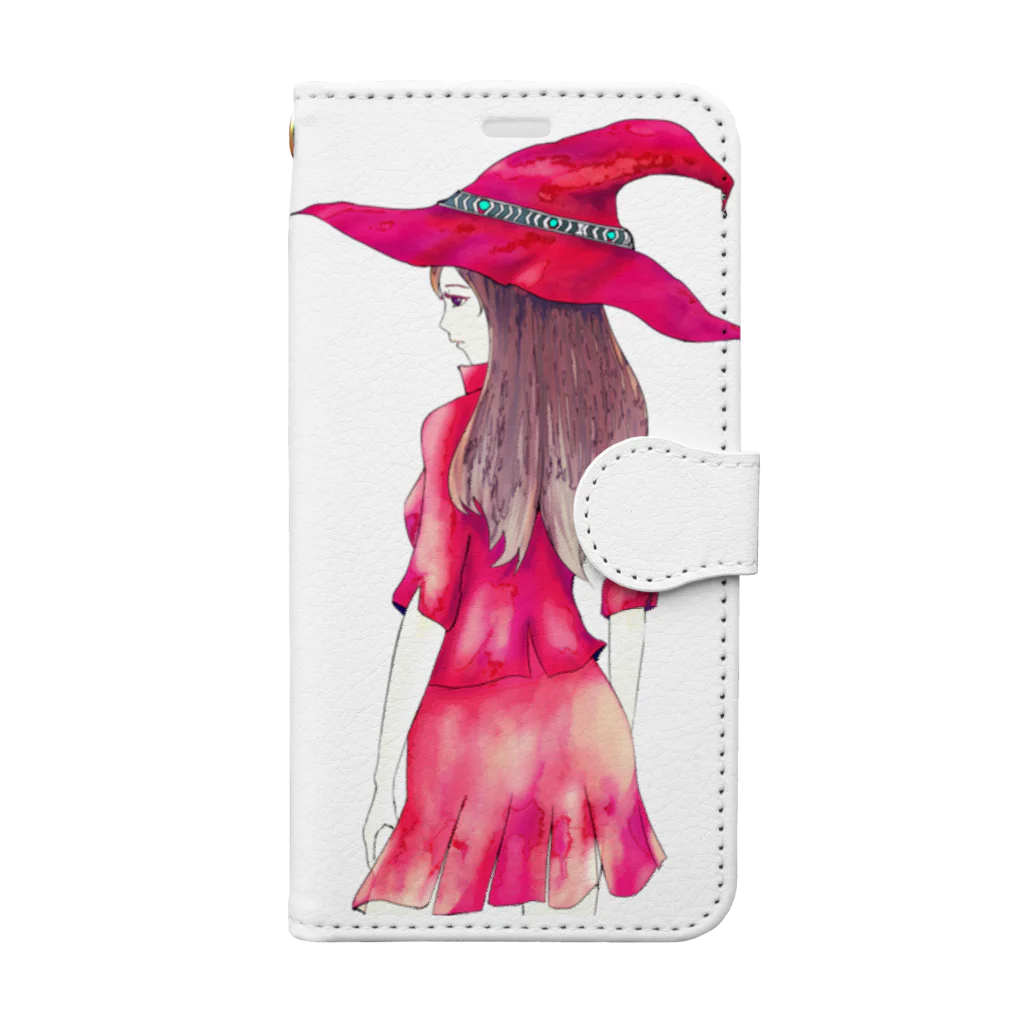 chicodeza by suzuriの赤い魔女のイラストスマホケース Book-Style Smartphone Case