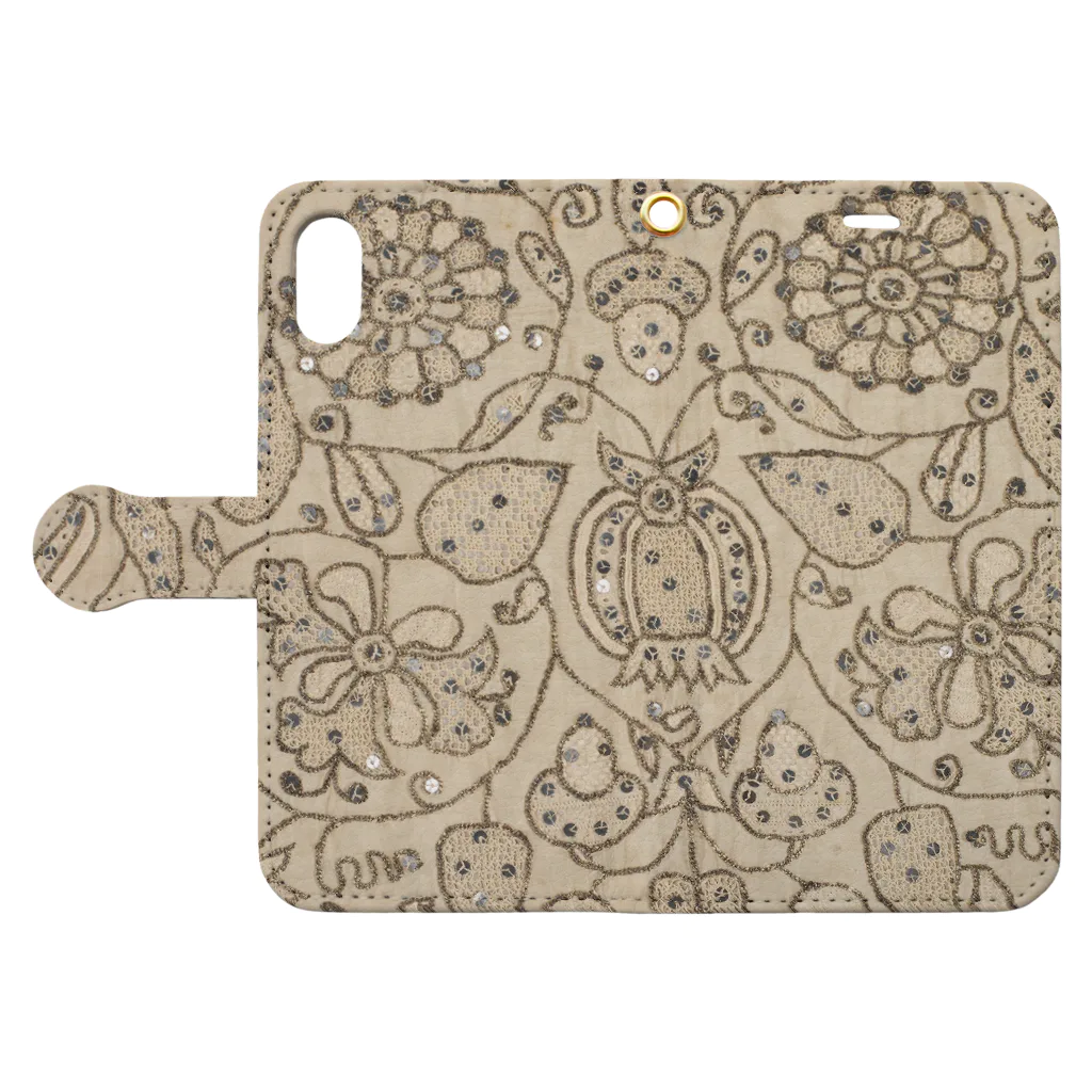 HOKO-ANのBritish Lace Coif Book-Style Smartphone Case:Opened (outside)