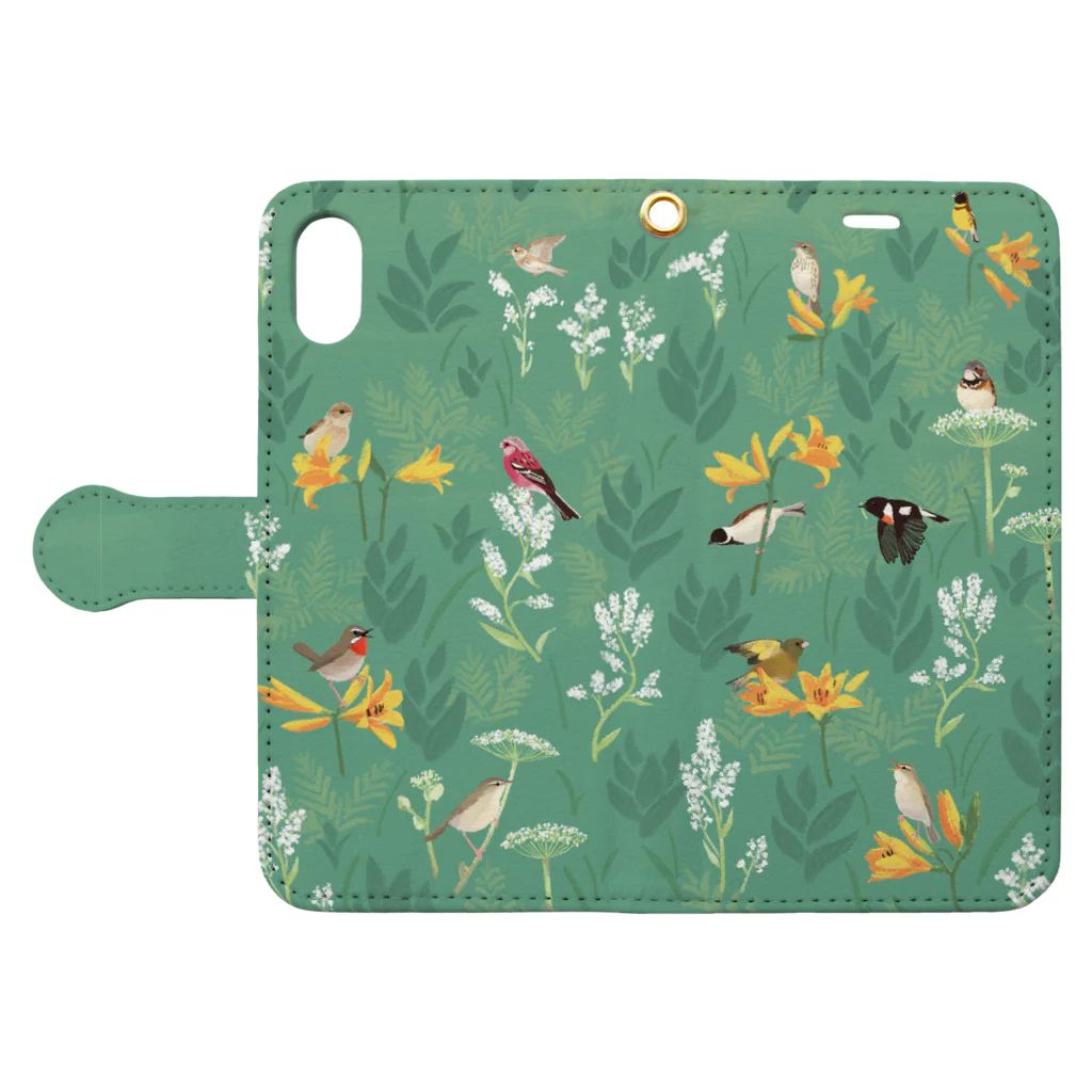 piro piro piccoloの原生花園の野鳥 Book-Style Smartphone Case:Opened (outside)