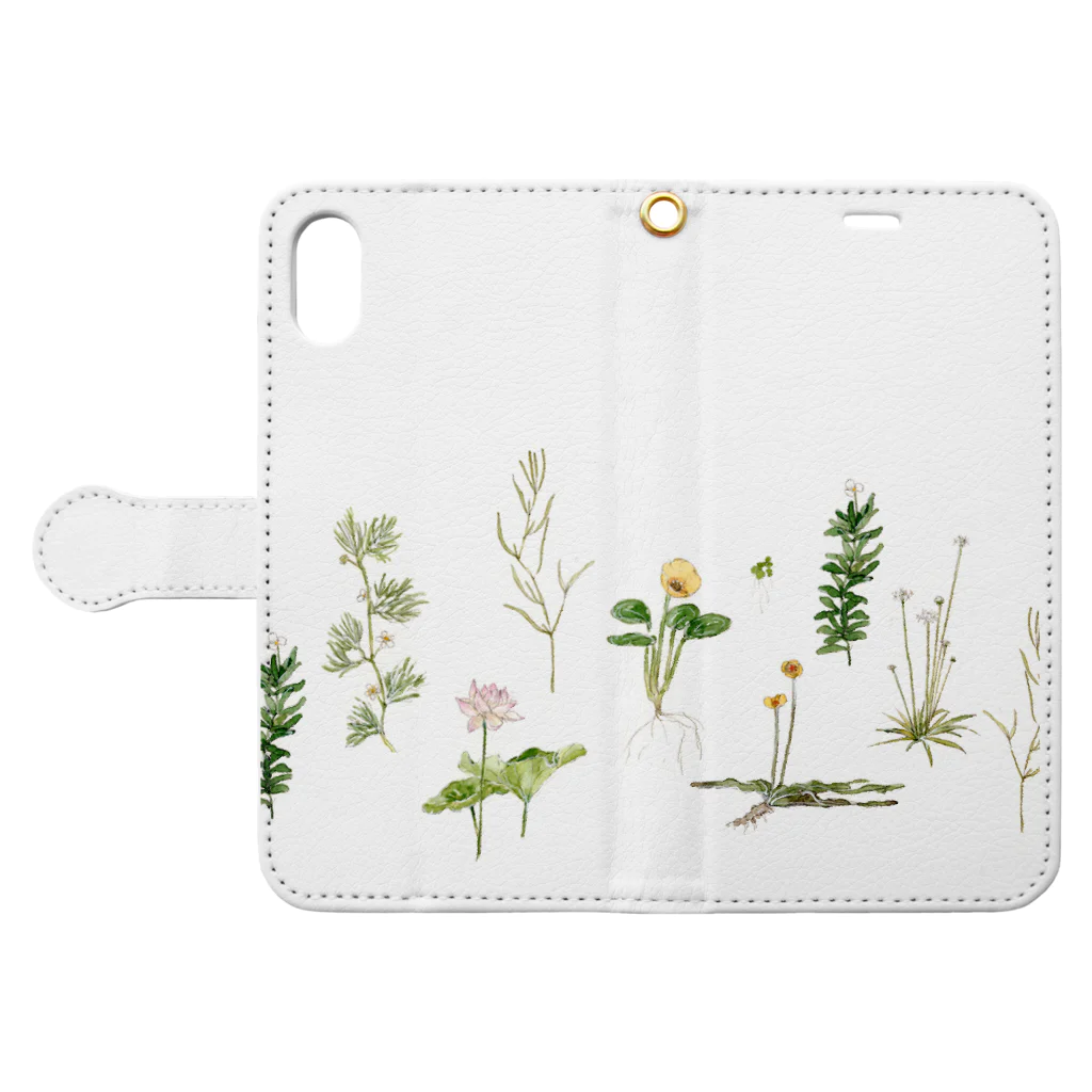 しの原しのの水草と花 Book-Style Smartphone Case:Opened (outside)