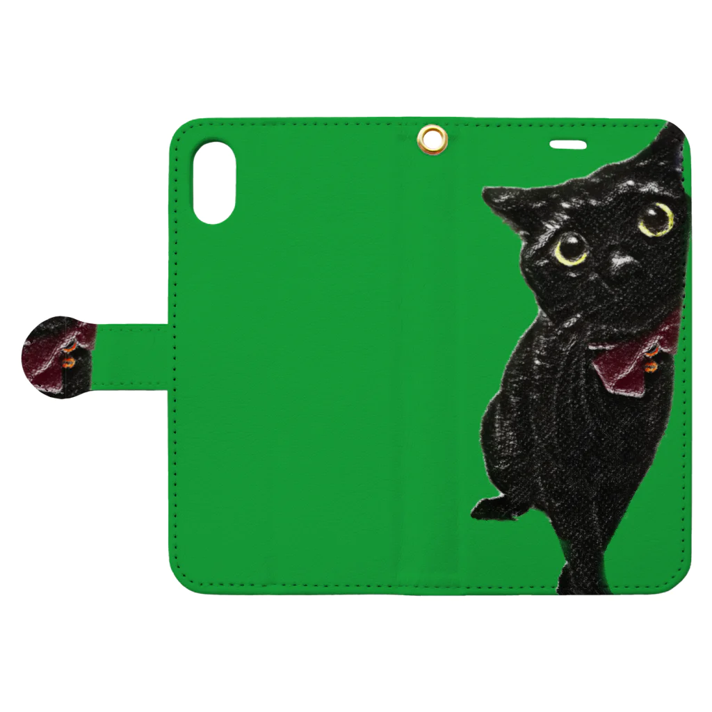 黒猫のジジさんの黒猫のジジさん Book-Style Smartphone Case:Opened (outside)