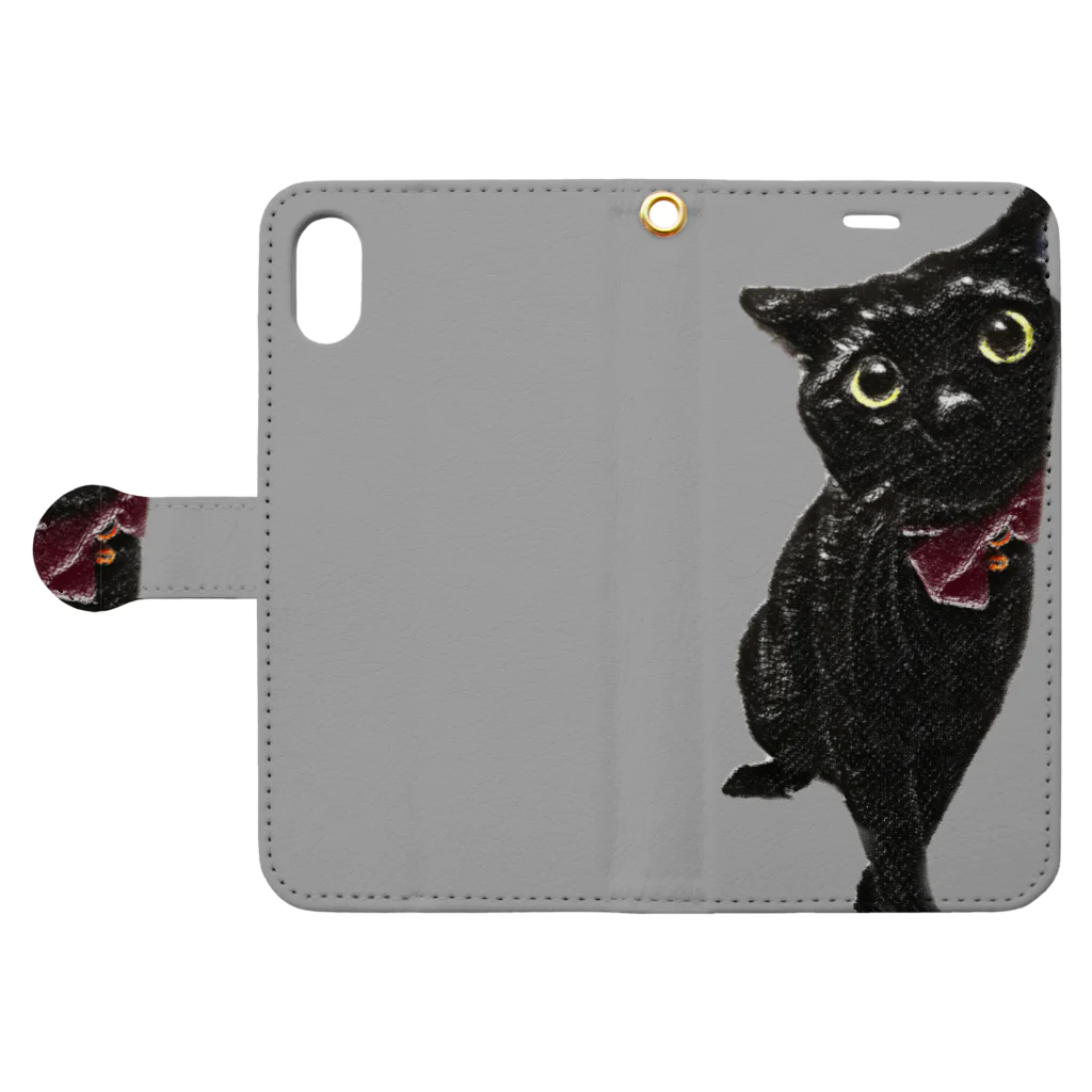 黒猫のジジさんの黒猫のジジさん Book-Style Smartphone Case:Opened (outside)