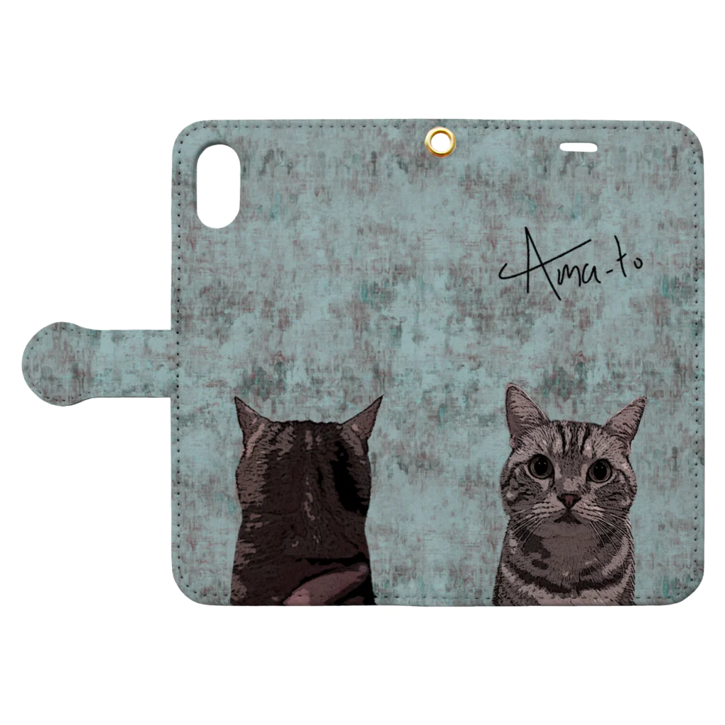 amu-toのおもてうらねこ Book-Style Smartphone Case:Opened (outside)