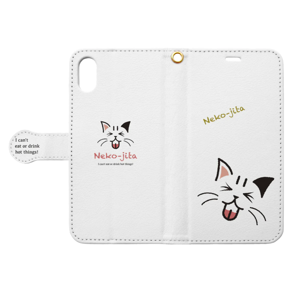 td_shopのNeko-jita iPhoneX/Xs 用 Book-Style Smartphone Case:Opened (outside)