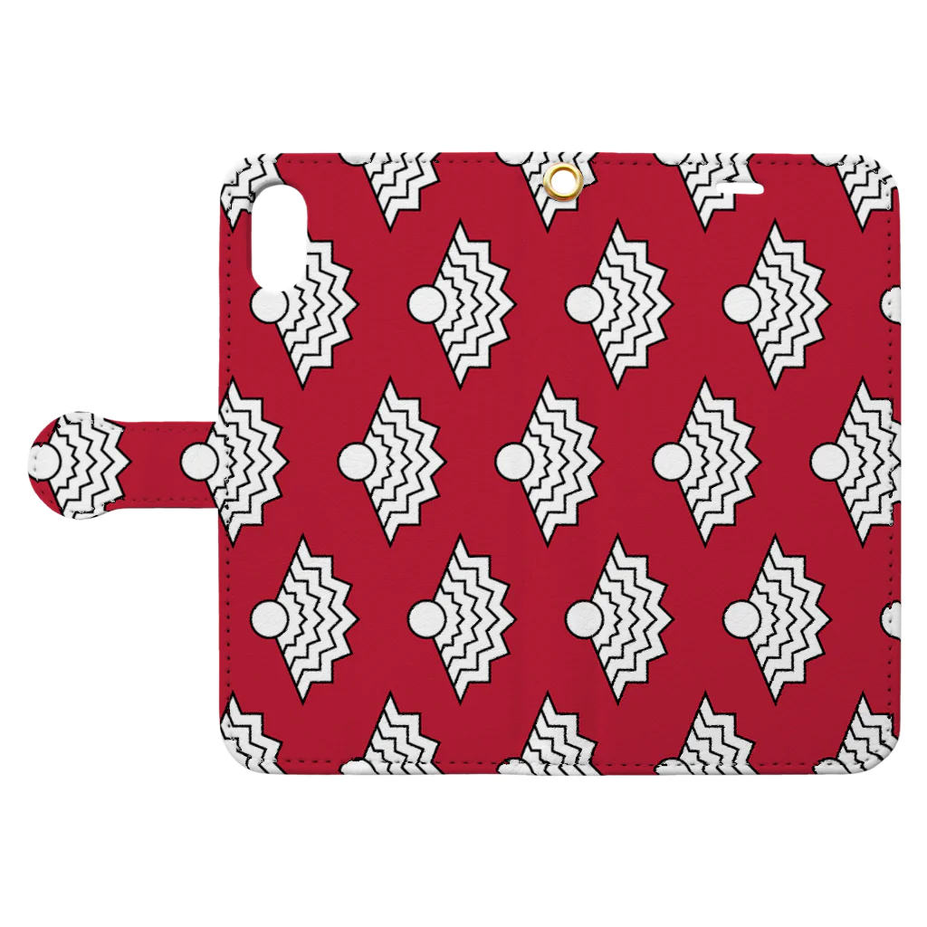 Nippon Malaya / 日本マラヤのNIMAFUKU (Pattern - Red) Book-Style Smartphone Case:Opened (outside)