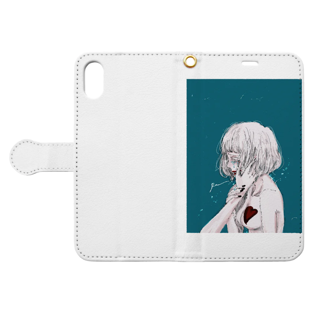 Ran.の寂しがり。 Book-Style Smartphone Case:Opened (outside)