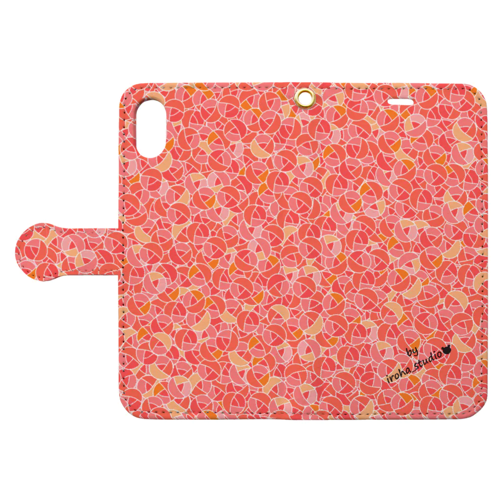 iroha_studioのRose pattern (Sweet) 手帳型スマホケースを開いた場合(外側)