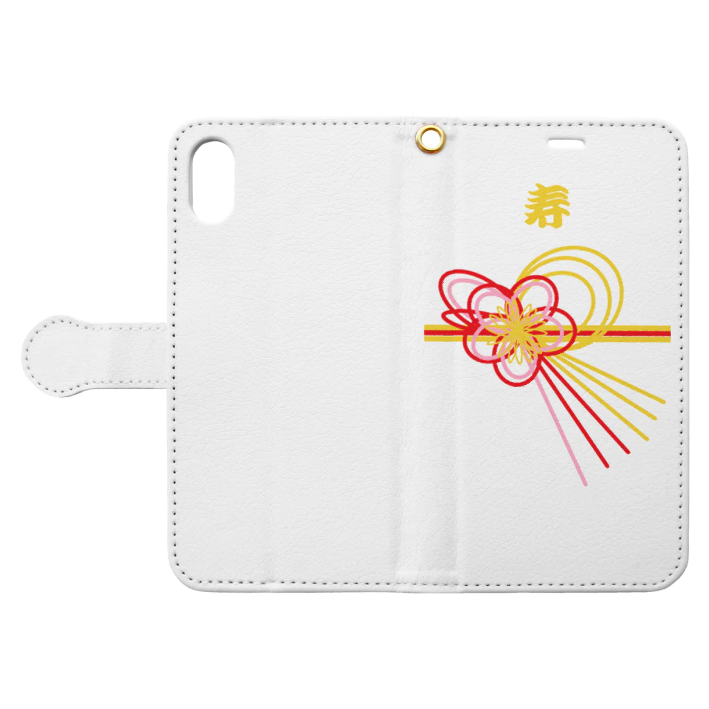 ぴよぴんこの寿　お祝 Book-Style Smartphone Case:Opened (outside)