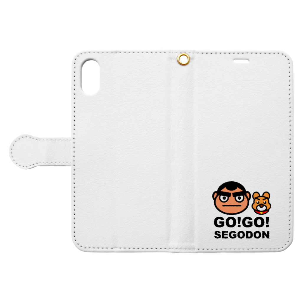 KAGOSHIMA GO!GO!PROJECT | 鹿児島 ゴーゴープロジェクトの【GO!GO! SEGODON/ゴーゴー西郷どん】 Book-Style Smartphone Case:Opened (outside)