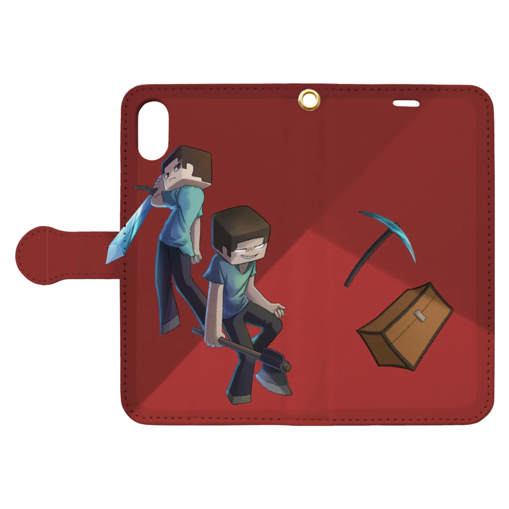 MenmeωのSteve & Herobrine Book-Style Smartphone Case:Opened (outside)