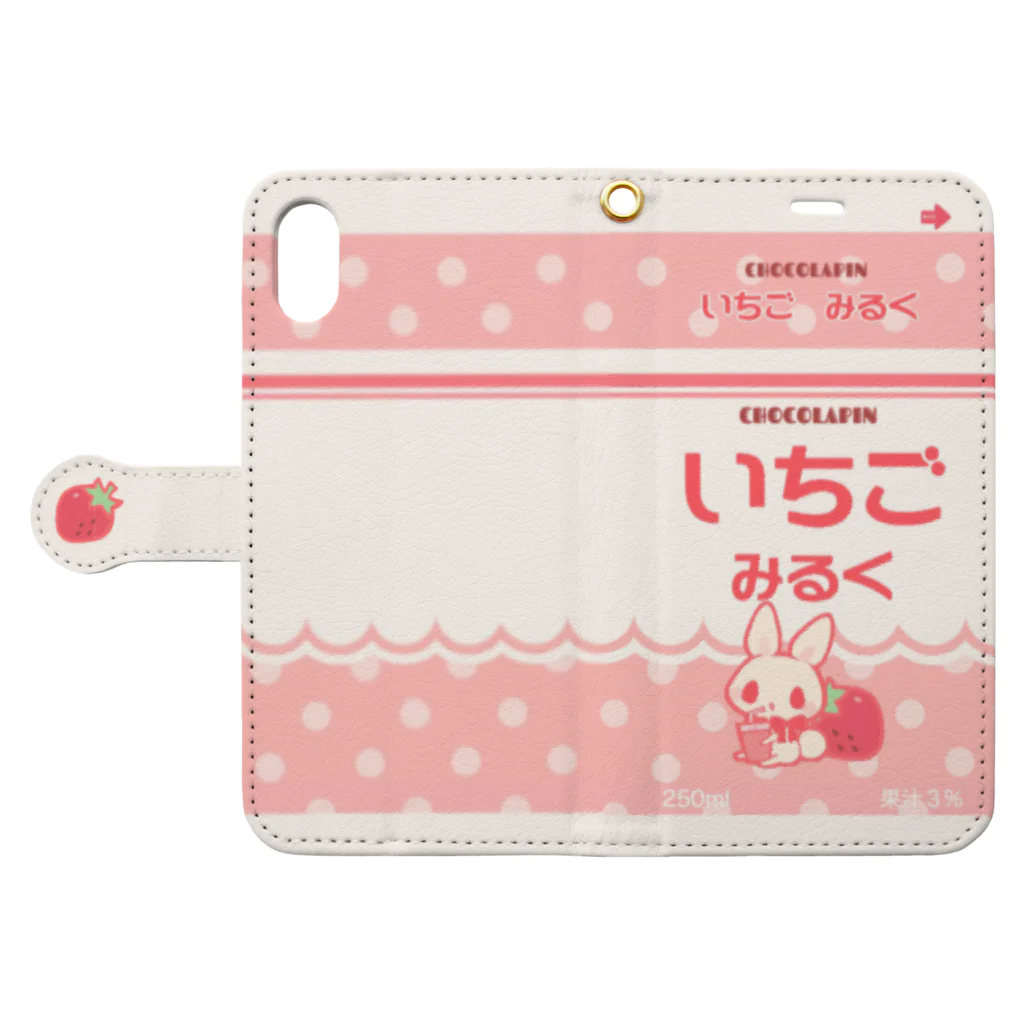 ChocoLapinのいちごみるく(ゆめかわいい) Book-Style Smartphone Case:Opened (outside)