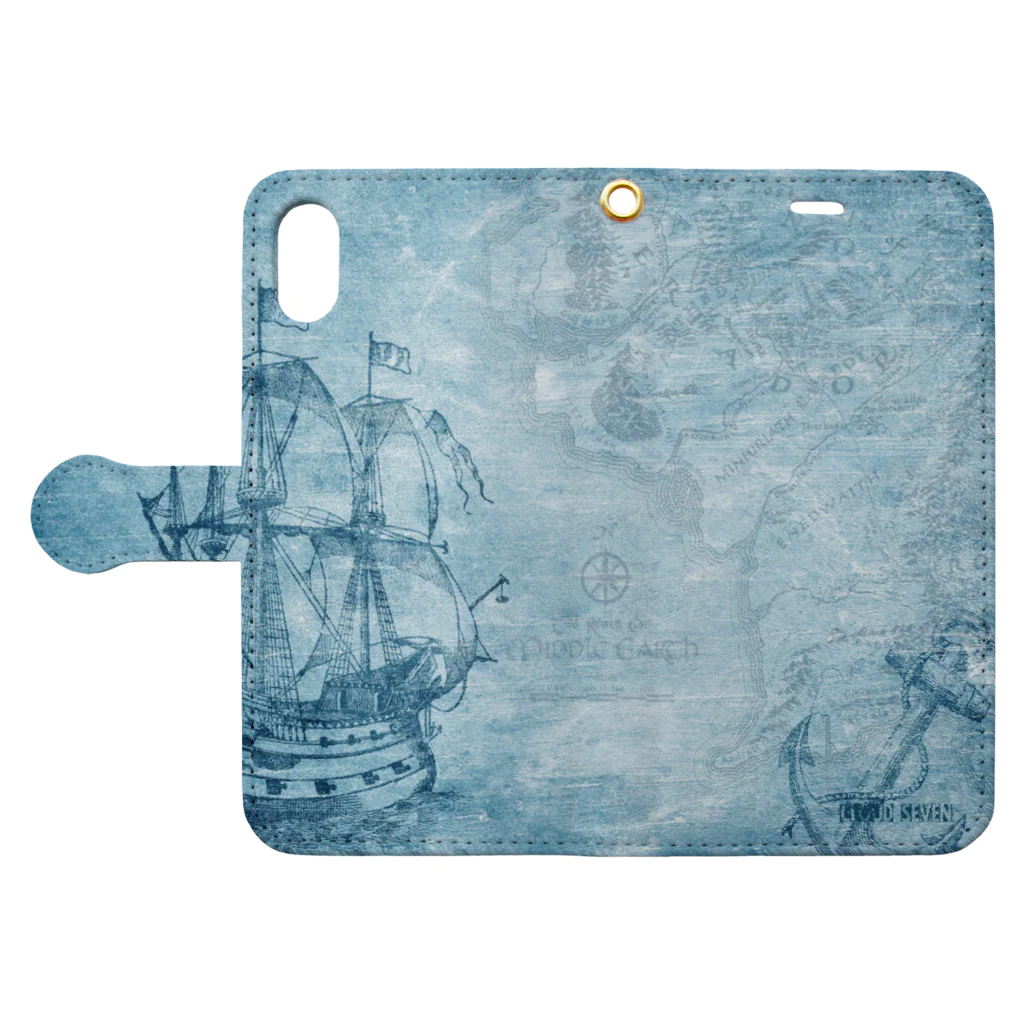 MONOTONEのBLUE ATLAS Book-Style Smartphone Case:Opened (outside)