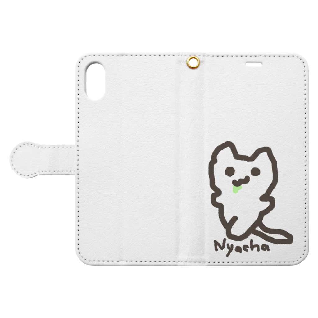 NYACHA&BOOCHAのNyacha(にゃーちゃ、) Book-Style Smartphone Case:Opened (outside)