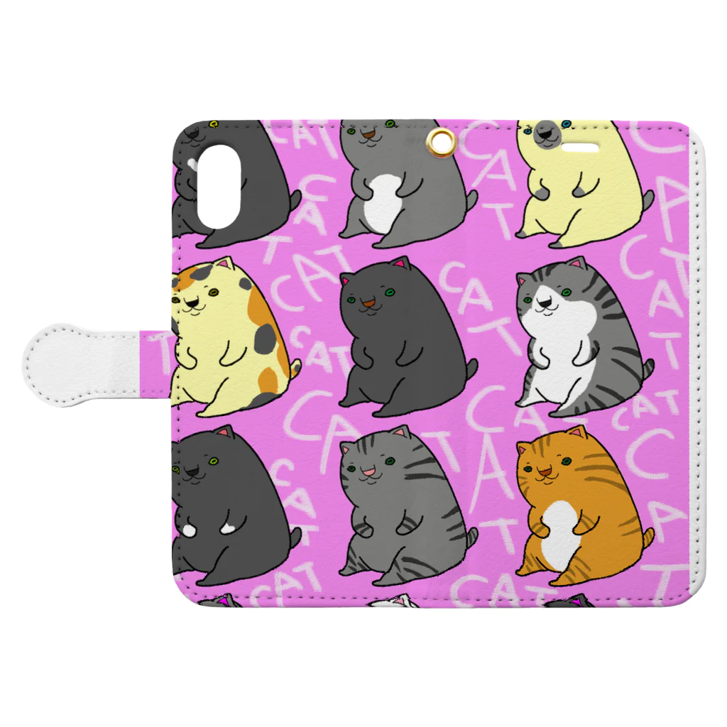 黒NEKOショップのねこねこーんいっぱい Book-Style Smartphone Case:Opened (outside)