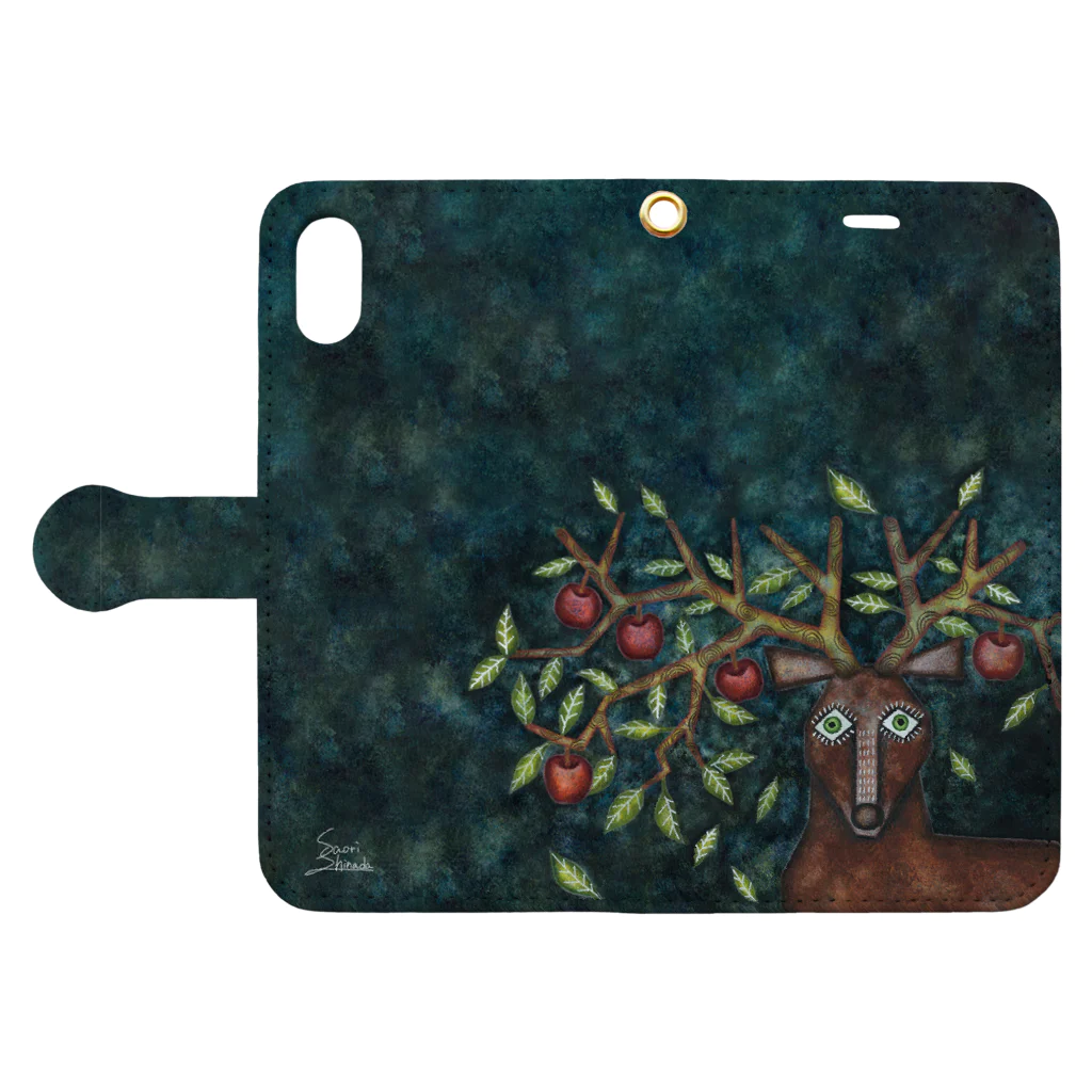 saorishinadaのとある森の鹿 Book-Style Smartphone Case:Opened (outside)