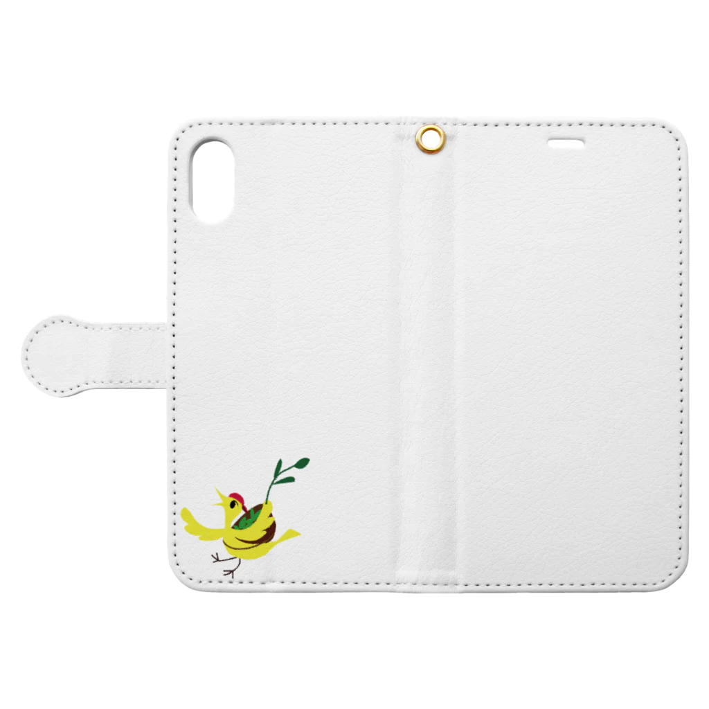 hidamariのお茶摘みした小鳥 Book-Style Smartphone Case:Opened (outside)