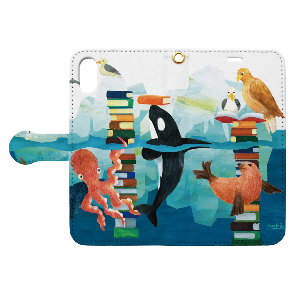 gomaphの海の図書館 Book-Style Smartphone Case:Opened (outside)