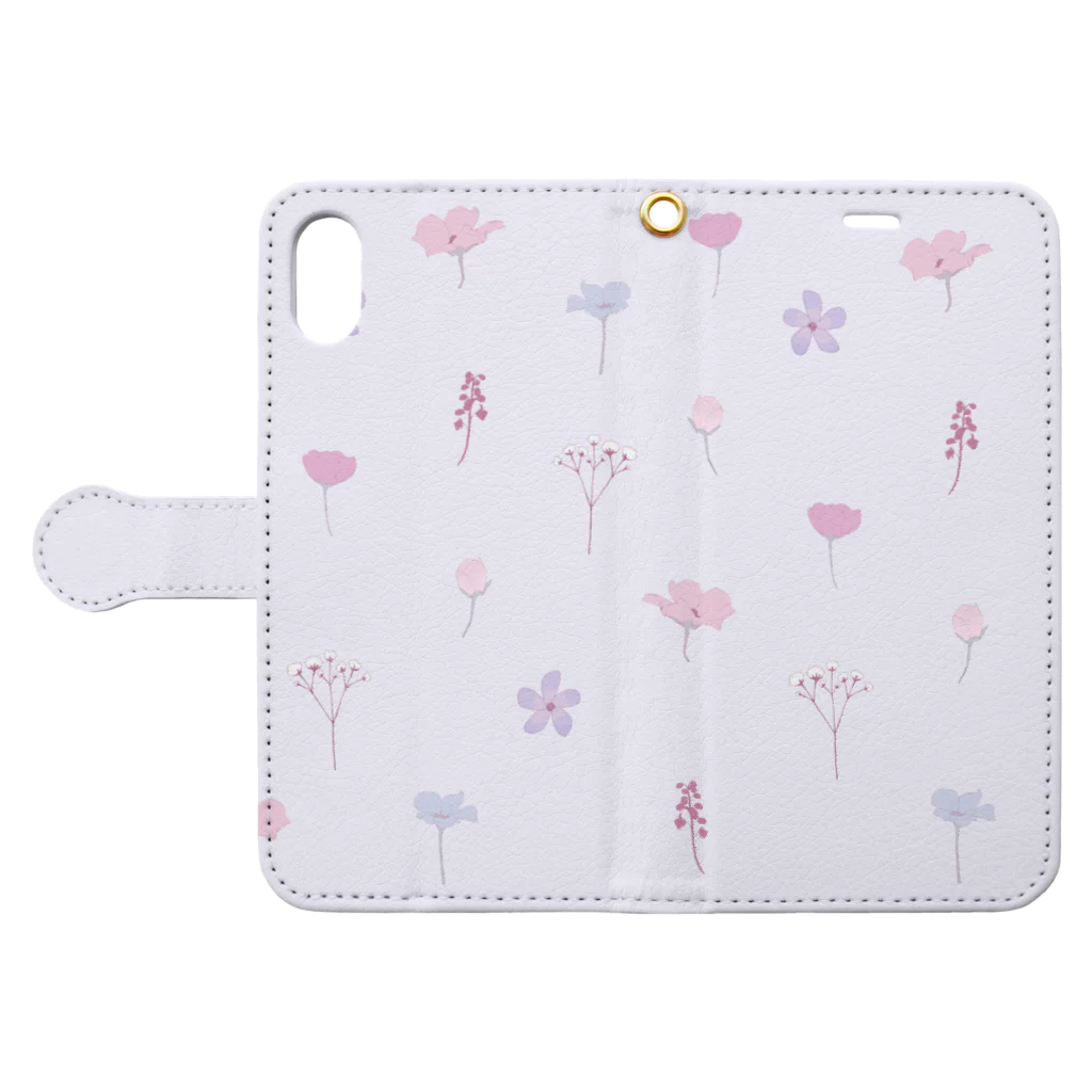 kuroki  miyaの押し花風 Book-Style Smartphone Case:Opened (outside)