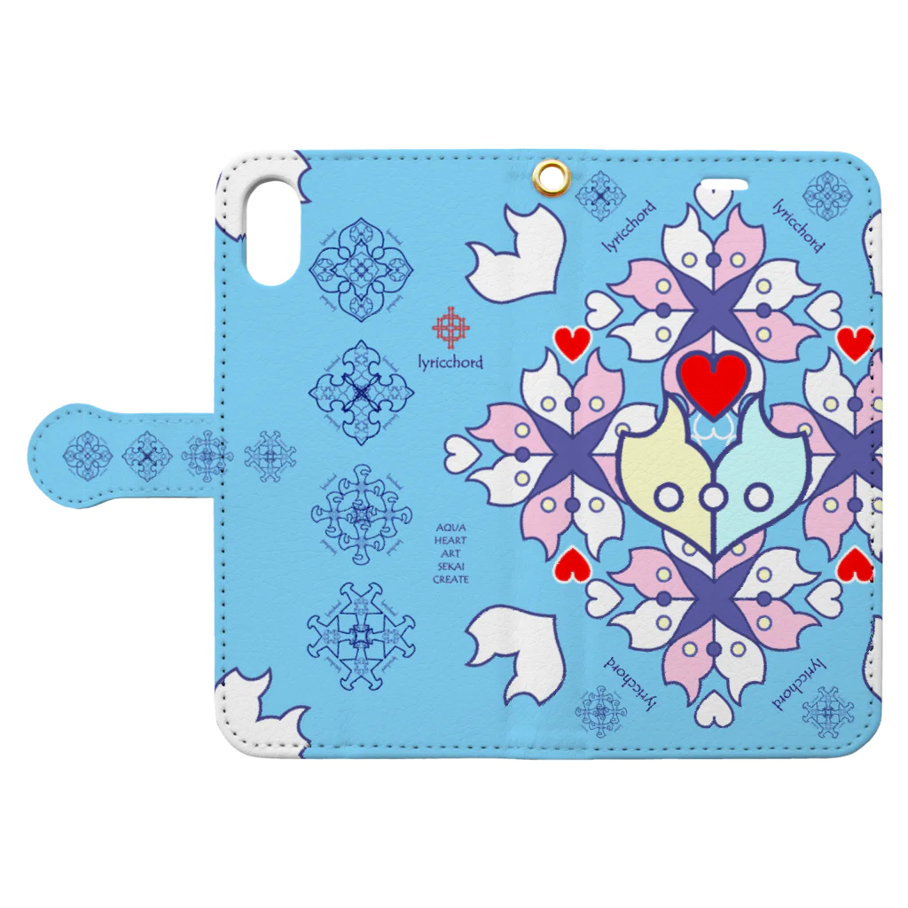 ERIKOERIN ART SHOPの浪漫花-ROMANKA-／アクア Book-Style Smartphone Case:Opened (outside)