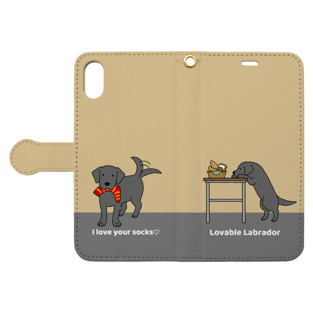 efrinmanのlabradorブラック（イエロー） Book-Style Smartphone Case:Opened (outside)