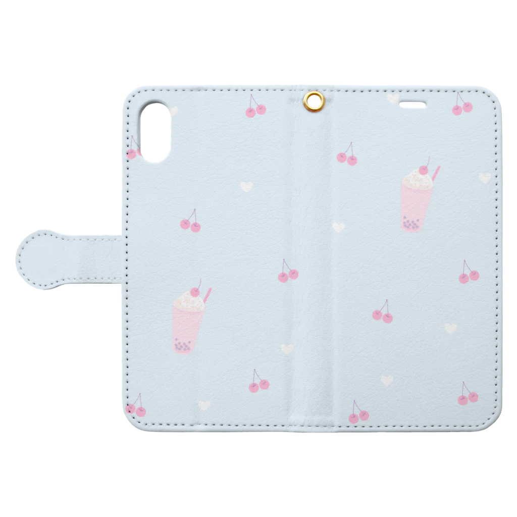 kuroki  miyaのゆめかわタピオカ 水色 Book-Style Smartphone Case:Opened (outside)