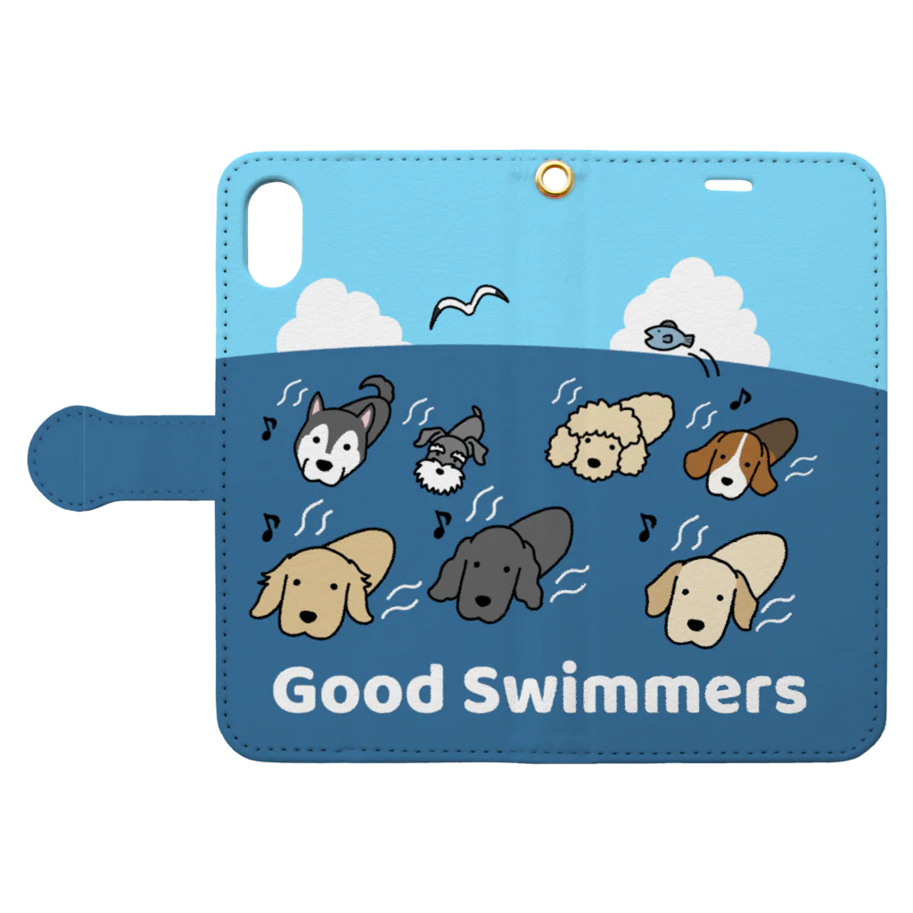 efrinmanのGood Swimmers 手帳型スマホケースを開いた場合(外側)