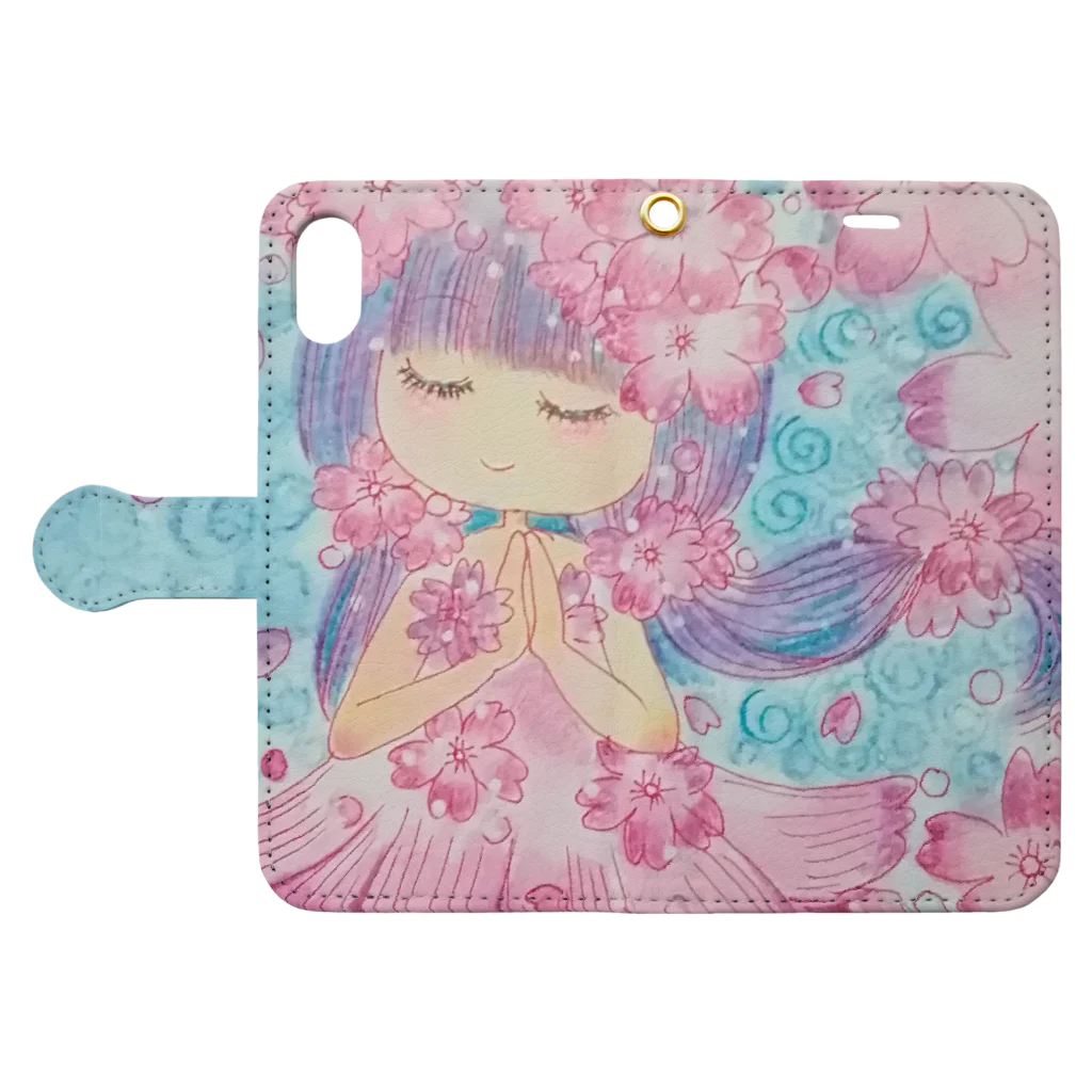 miekoの桜 Book-Style Smartphone Case:Opened (outside)