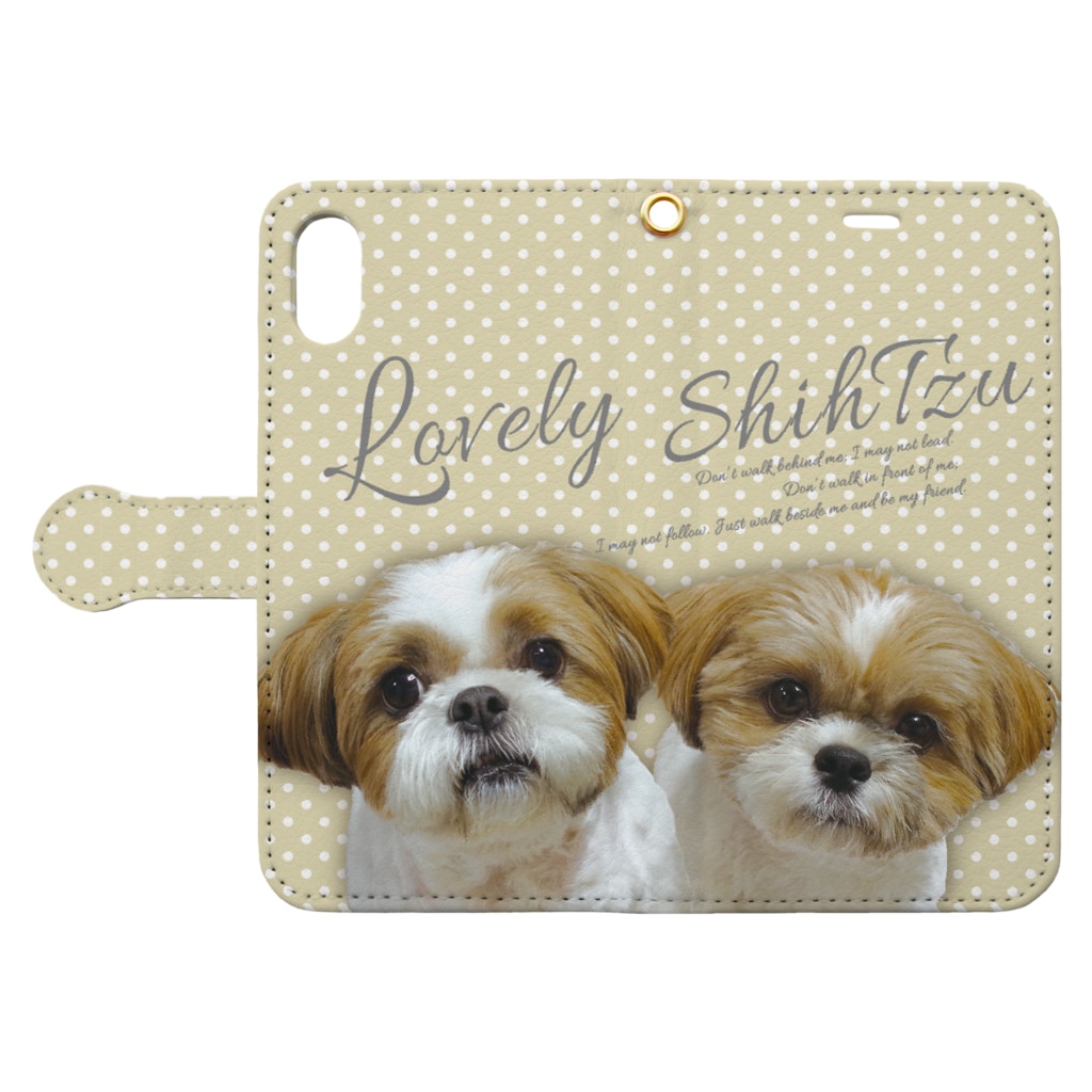 シーズー親子のスマホカバー ベージュ ぽんずのlovelyシーズー犬グッズ Shihtzuponz の手帳型スマホケース通販 Suzuri スズリ