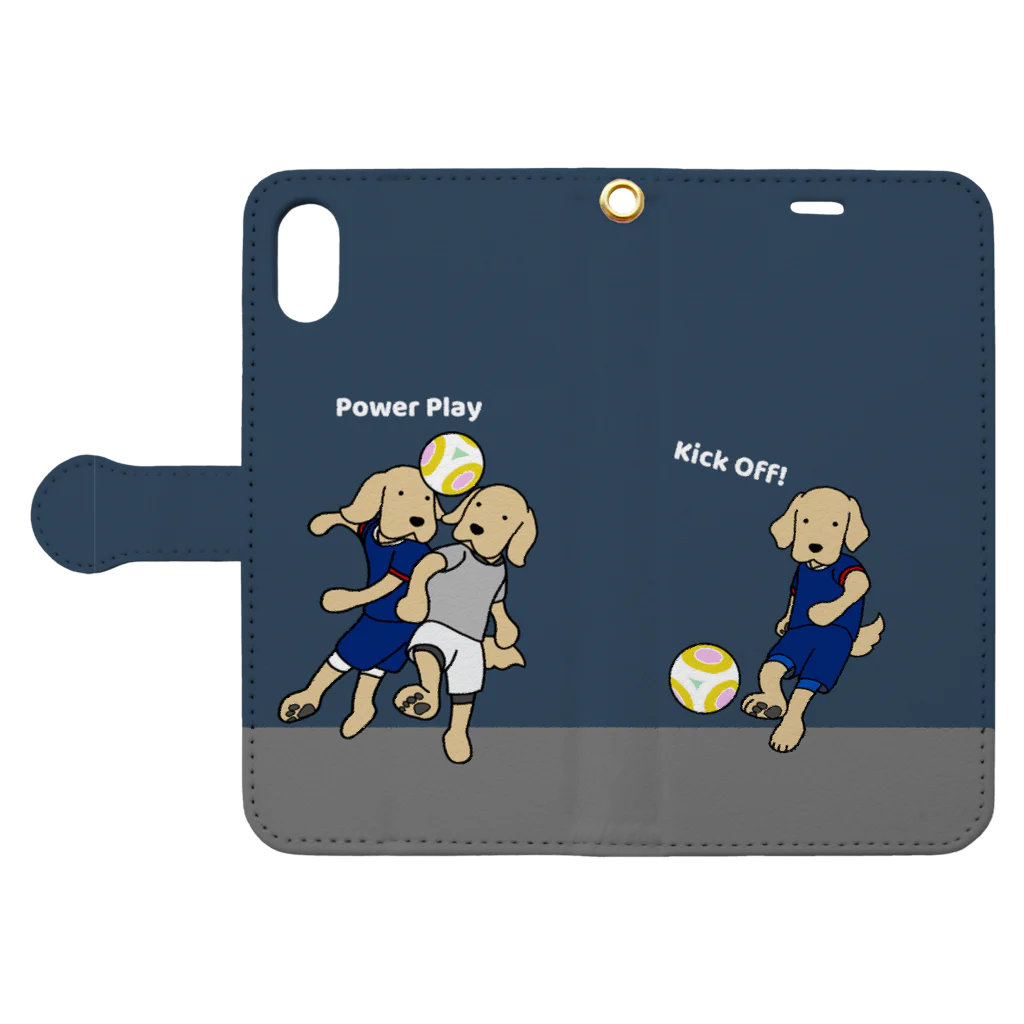 efrinmanのサッカー（ネイビー） Book-Style Smartphone Case:Opened (outside)