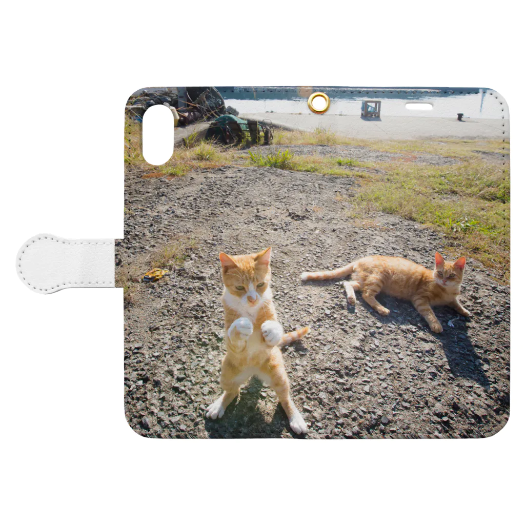 猫写真家　森永健一 にゃんこ屋 SUZURIストアの空中殺法 Book-Style Smartphone Case:Opened (outside)