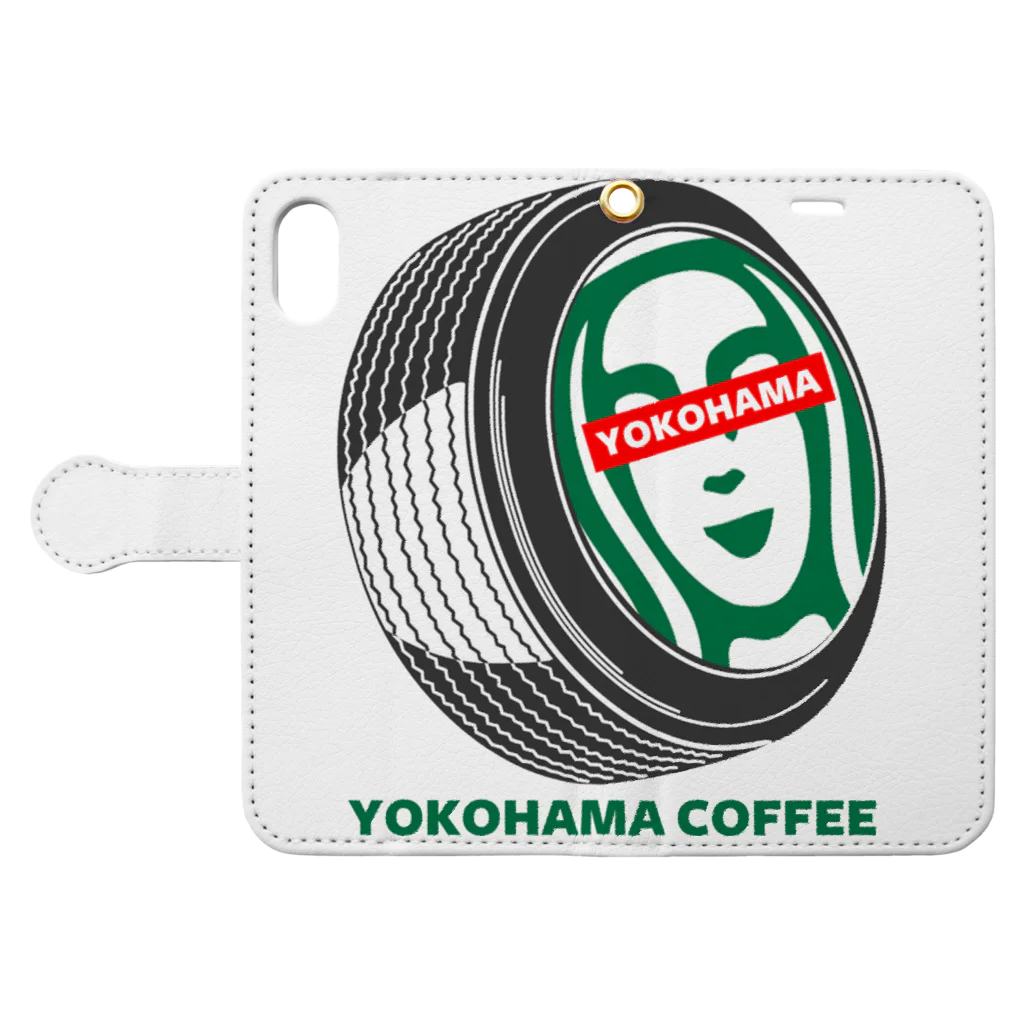 moCoのYOKOHAMA COFFEE Book-Style Smartphone Case:Opened (outside)